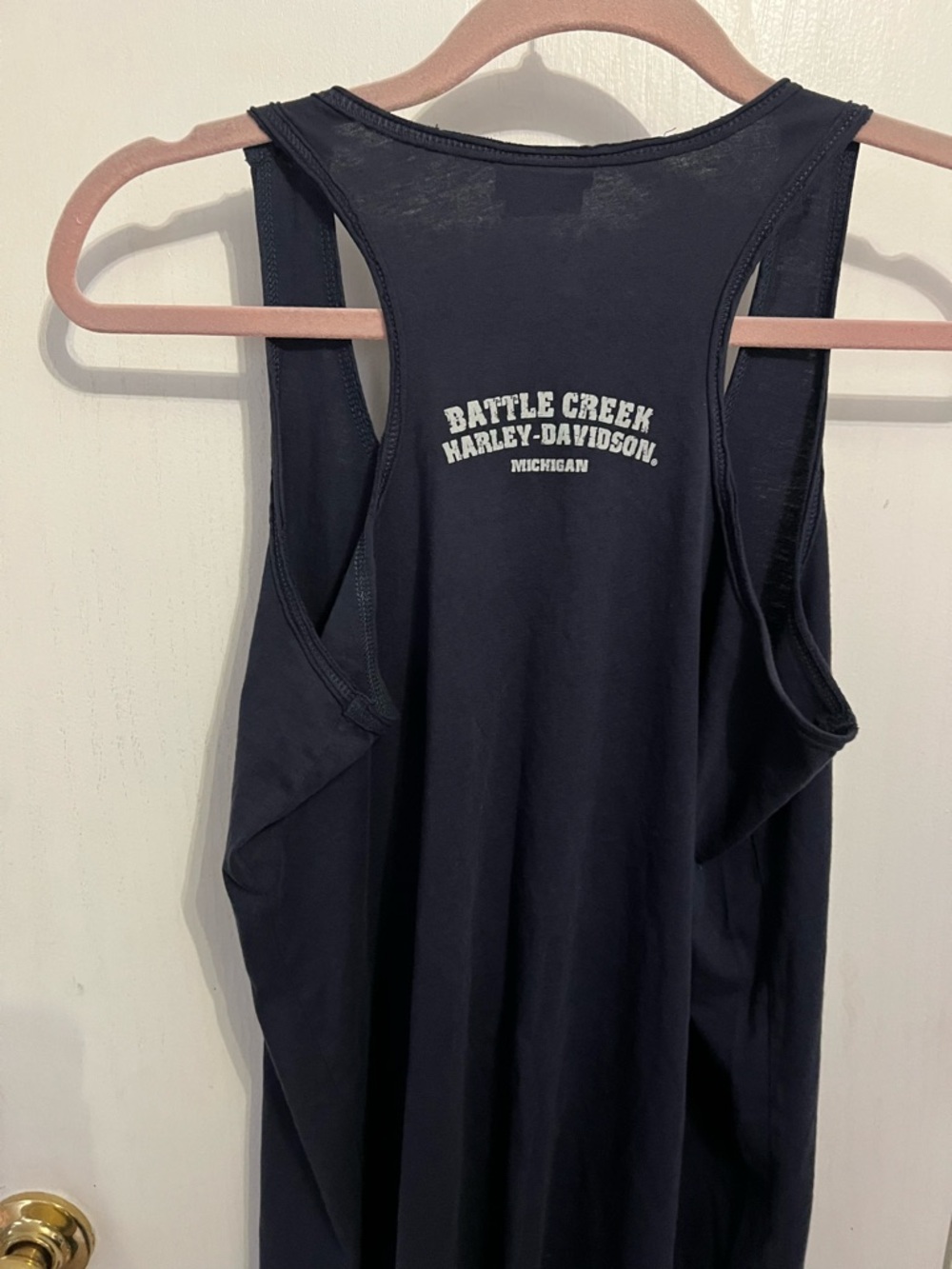 Harley-Davidson Navy Tank with Gold Logo / Crystals / Rhinestones, Size Large - Picture 6 of 7